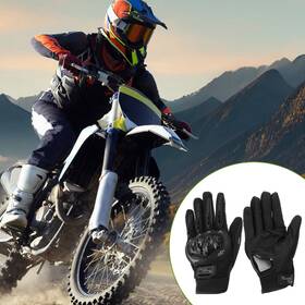 X Autohaux 781954900713 L Motorcycle Gloves Breathable Full Finger Nylon Outdoor Black 1pair