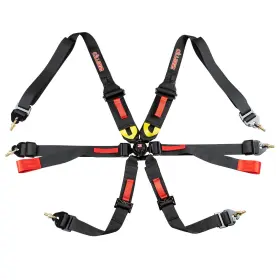 Harn03f003 Zamp 6 Point Race Seat Harness 3/2 Inch Black Fia