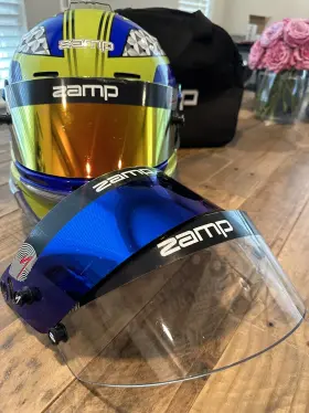 H764c36s Zamp Racing Rz-62 Helmet Blue/green Size S 56 Go Kart Karting Junior Snell