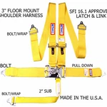 Rjs Racing Sfi 16.1 5 Pt Latch & Link Floor Mount Harness Belt Yellow 1130206 New. Price: $120.99.