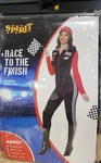 Halloween Costume Women Small "race To The Finish" Full Zip Up Suit And Hat New. Price: $34.99.