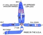 Rjs Sfi 16.1 Cam Lock 5 Pt V Roll Bar Mount Bolt In Harness Belt Blue 1030103 New. Price: $176.99.