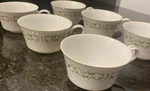 Bell Flower Fine China Tea Cup Set Of 6 White Gold Green Scroll Japan Used. Price: $10.00.