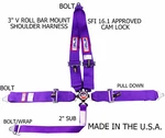 Rjs Sfi 16.1 Cam Lock 5 Point Racing Harness Belt V Roll Bar Bolt Purple 1029308 New. Price: $149.99.