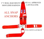 Rjs Racing Sfi 16.1 Latch & Link 5 Pt Snap Harness V Roll Bar Mount Red 1126304 New. Price: $104.99.