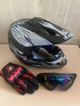 Oumurs Dot Motocross Helmet Xl WLT-125 W/ Goggles & Gloves Black Off-road Atv New. Price: $44.99.