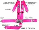 Pink Racing Harness Sfi 16.1 5 Point Latch & Link Belt Roll Mount Bar Rjs New. Price: $117.99.