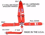 Rjs Sfi 16.1 Cam Lock 5 Point Racing Harness Belt V Roll Bar Bolt Red 1029304 New. Price: $149.99.