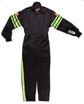 Racequip 1950792RQP One Piece Fire Racing Suit Black/green Stripes Kids Small New. Price: $126.81.