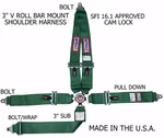 Rjs Sfi 16.1 Cam Lock 5 Pt V Roll Bar Mount Bolt In Harness Belt Green 1030109 New. Price: $176.99.