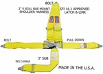 Rjs Sfi 16.1 Latch&link 5 Pt Harness V Roll Bar Mount Bolt Yellow Black Hw New. Price: $93.99.