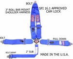 Rjs Sfi 16.1 Cam Lock 5 Point Belt Harness V Roll Bar Mount Bolt Blue 1029303 New. Price: $164.99.
