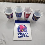 Taco Bell Y2K Decade 8 Set Plastic (4 Each Size Lg, M) + Box New. Price: $12.95.