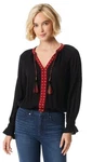 Jessica Simpson Betro Ladies Tunic Top Blouse Size Black Embroidered Pre-owned. Price: $15.80.