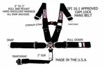 Rjs Racing Sfi 16.1 5 Point Hans Cam Lock Roll Bar Mount Snap Belt Black New. Price: $194.99.